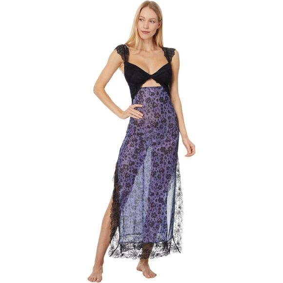 NWT'S Free People Suddenly Fine Maxi Slip Navy/Animal Print Size Medium (8-10) - Picture 1 of 7
